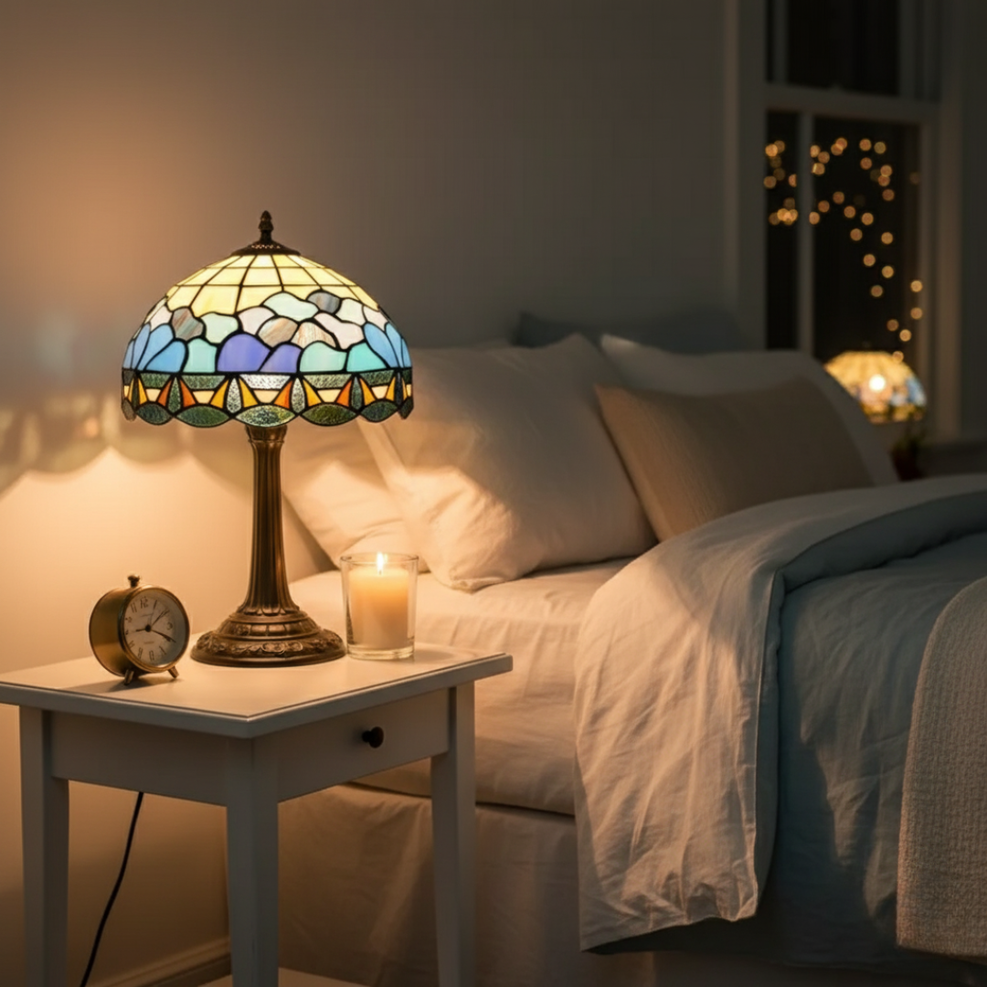Růžová lampa s živým designem