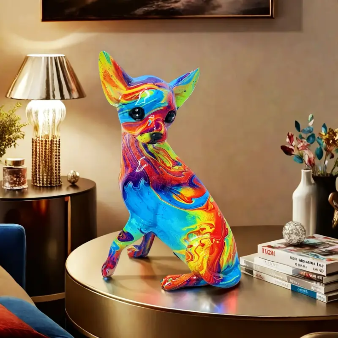 Živá stolní lampa Chihuahua z pryskyřice