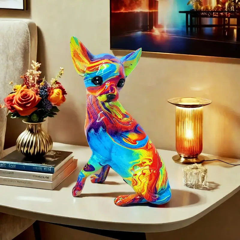 Živá stolní lampa Chihuahua z pryskyřice